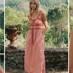 Women’s Pink Floral Maxi Dress with Spaghetti Straps